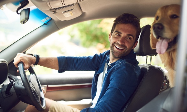 Man driving in car